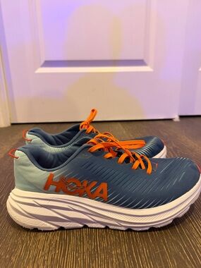 Hoka Men's Blue and Orange Running Sneakers